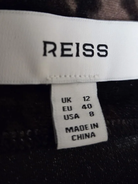 Reiss Briana Velvet Leopard Midi Dress Black/Brown Off Shoulder Long Women's 8 - Picture 6 of 11